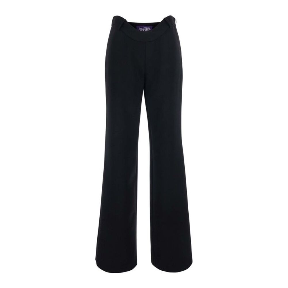 Jean Paul Gaultier Women Black Pants With Wavy Waist In Tech Fabric For Women